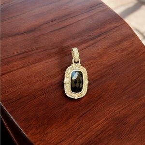 Gold and Black Gemstone Pendant Necklace